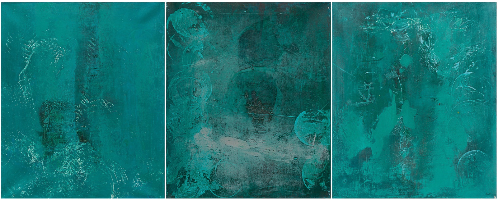 The green depths I, II, III, 60x150cm. 2022